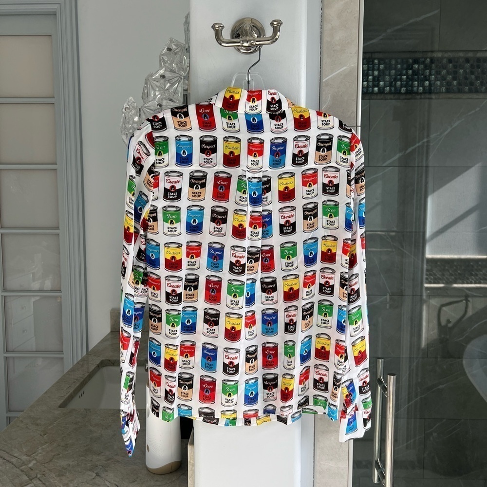 Alice + Olivia Willa Silk Button-Up Shirt Stace Soup - Picture 10 of 12